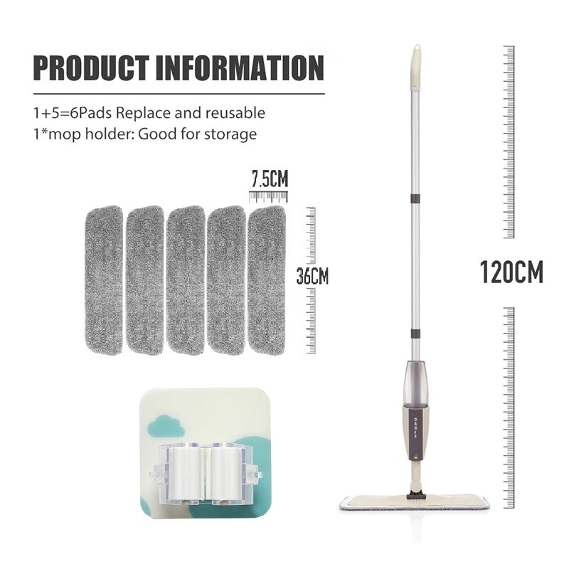 2-in-1 Spray Mop – Refillable Water Spray Floor Cleaner with Microfiber Pad